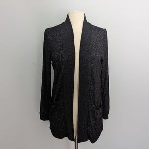 Market & Spruce Heathered Knit Black Open Cardigan